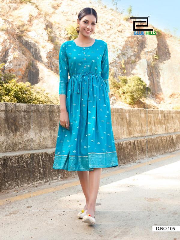 Blue Hills Payal 1-Rayon-With-Gold-Print-Kurti